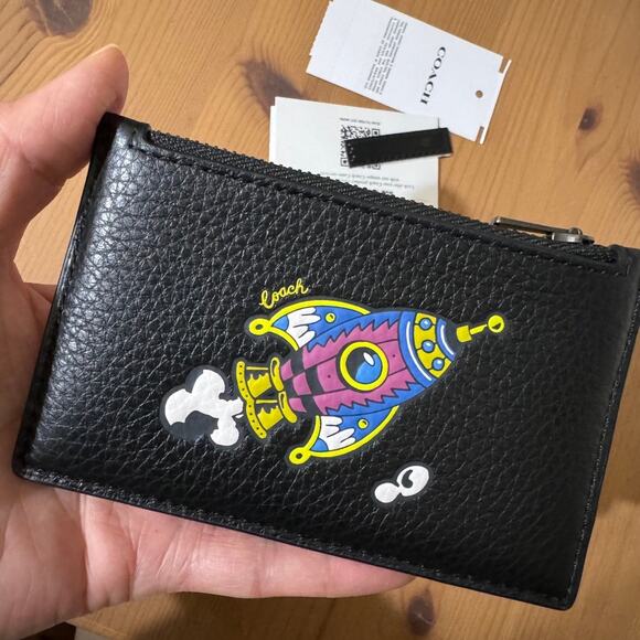 NWT Coach Cosmic Zip Card Case With Rocket Print - Picture 7 of 9